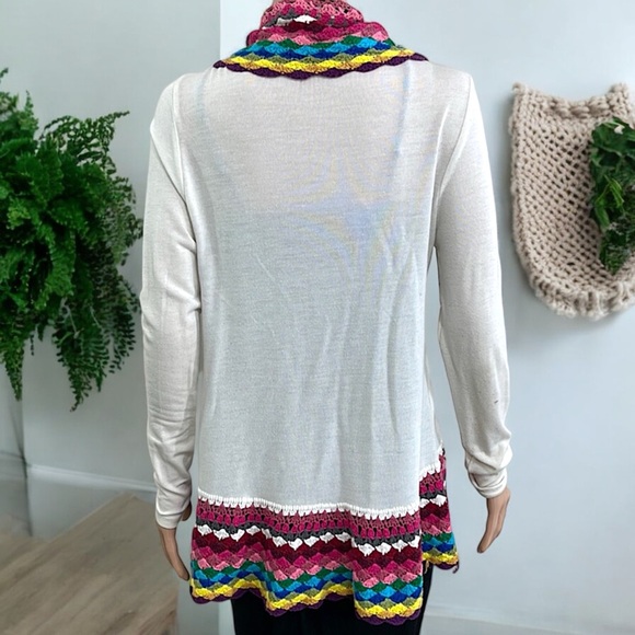 Double Zero Boho Cardigan Colorful Crochet Trim Cardigan - Picture 14 of 16